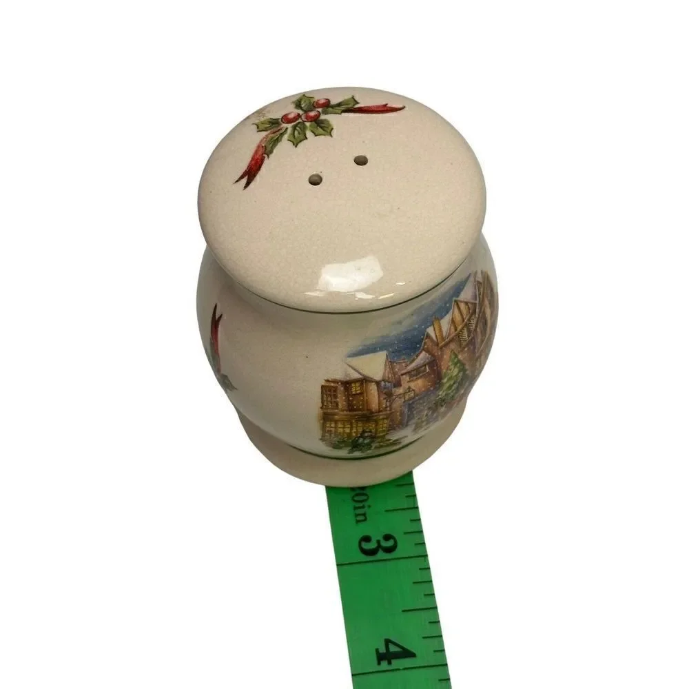 Stoneware CIB Dickens Winter Scene Salt Pepper Shakers Christmas Holidays
